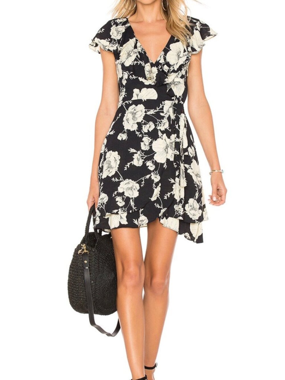 Free People French Quarter Mini Dress Black